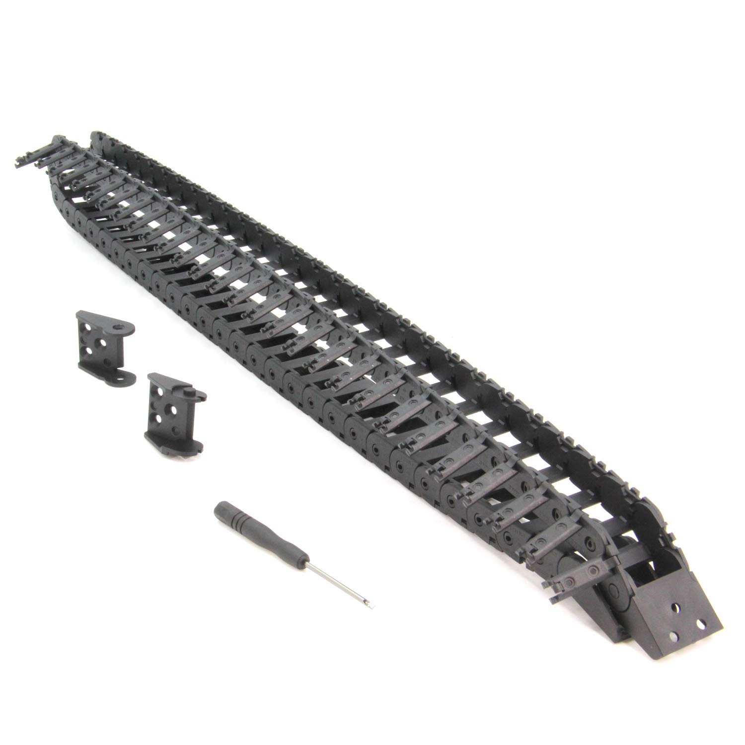 Zeberoxyz 10 x 20mm Length 1m Open Black Plastic R18 Pull Chain with 1 Kit End Connectors for 3D Printer and CNC Machinery (10mm*20mm)