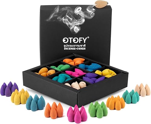 OTOFY Conos de incienso de reflujo para fuente de humo aromático en cascada, neblina y cascada, 9 incienso mixto de rosa y lavanda para soporte de