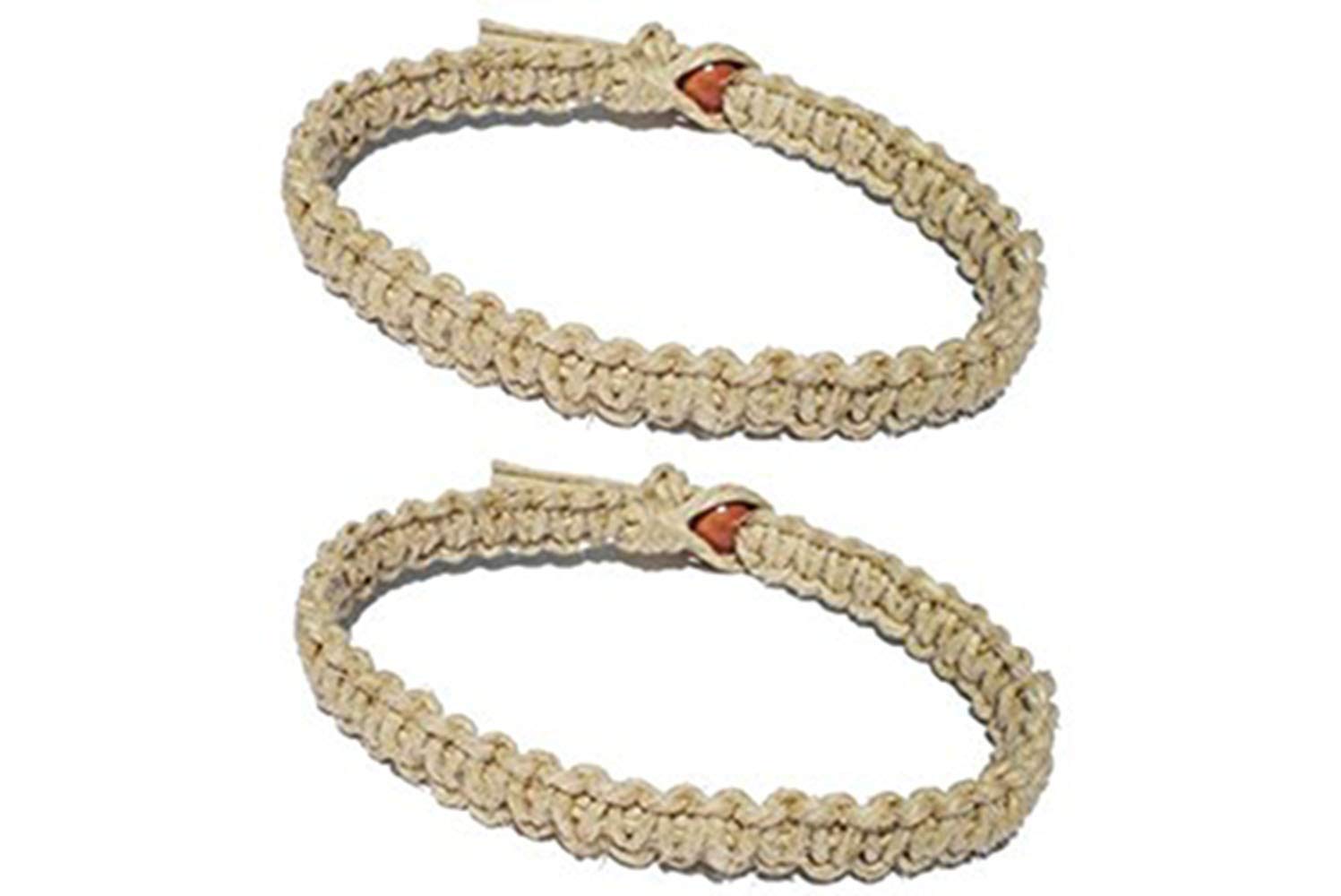 Luos Cultural Goods Two Natural Hemp Surfer Hawaiian Style Bracelet Anklet - Handmade- (A Set of 2)