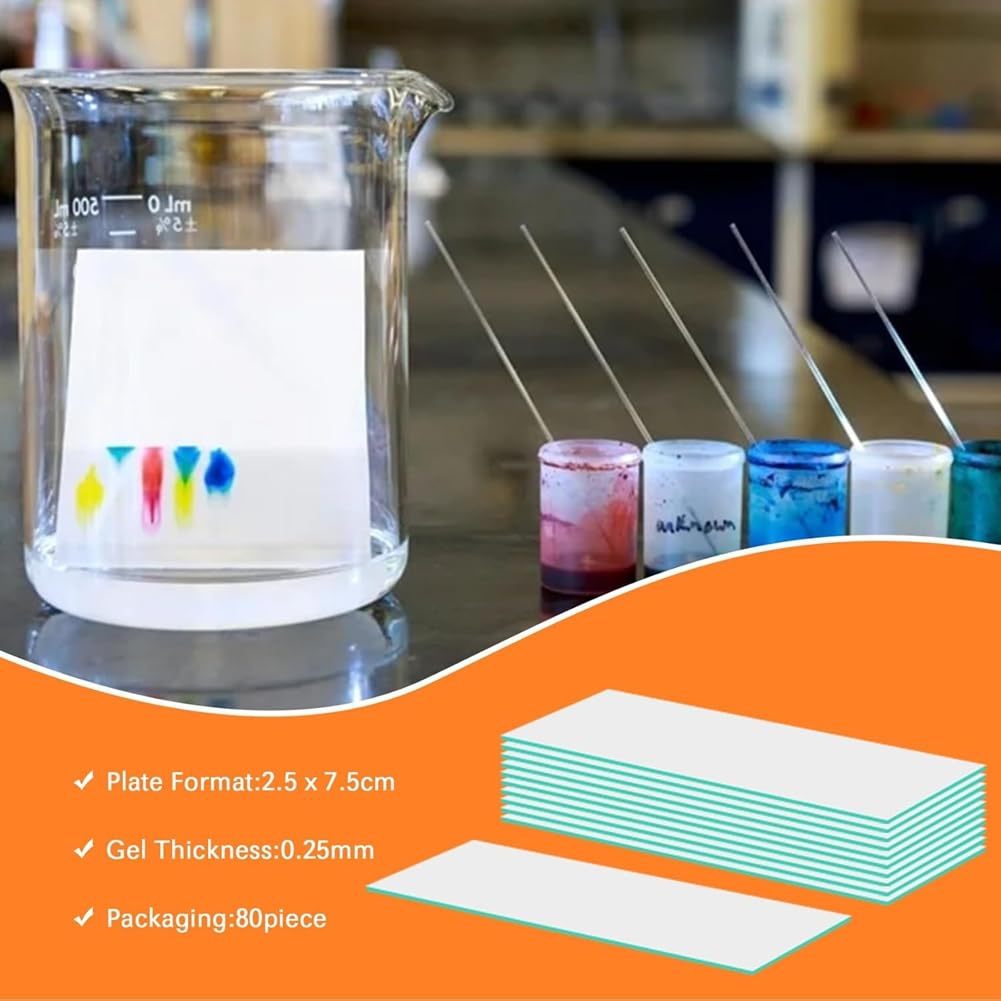 Plaque Analytique GF254 (2,5 X 7,5 Cm) sur Support Verre, en Gel de Silice Classique, pour Chromatographie sur Couche Mince (LCC) - Paquet de 80