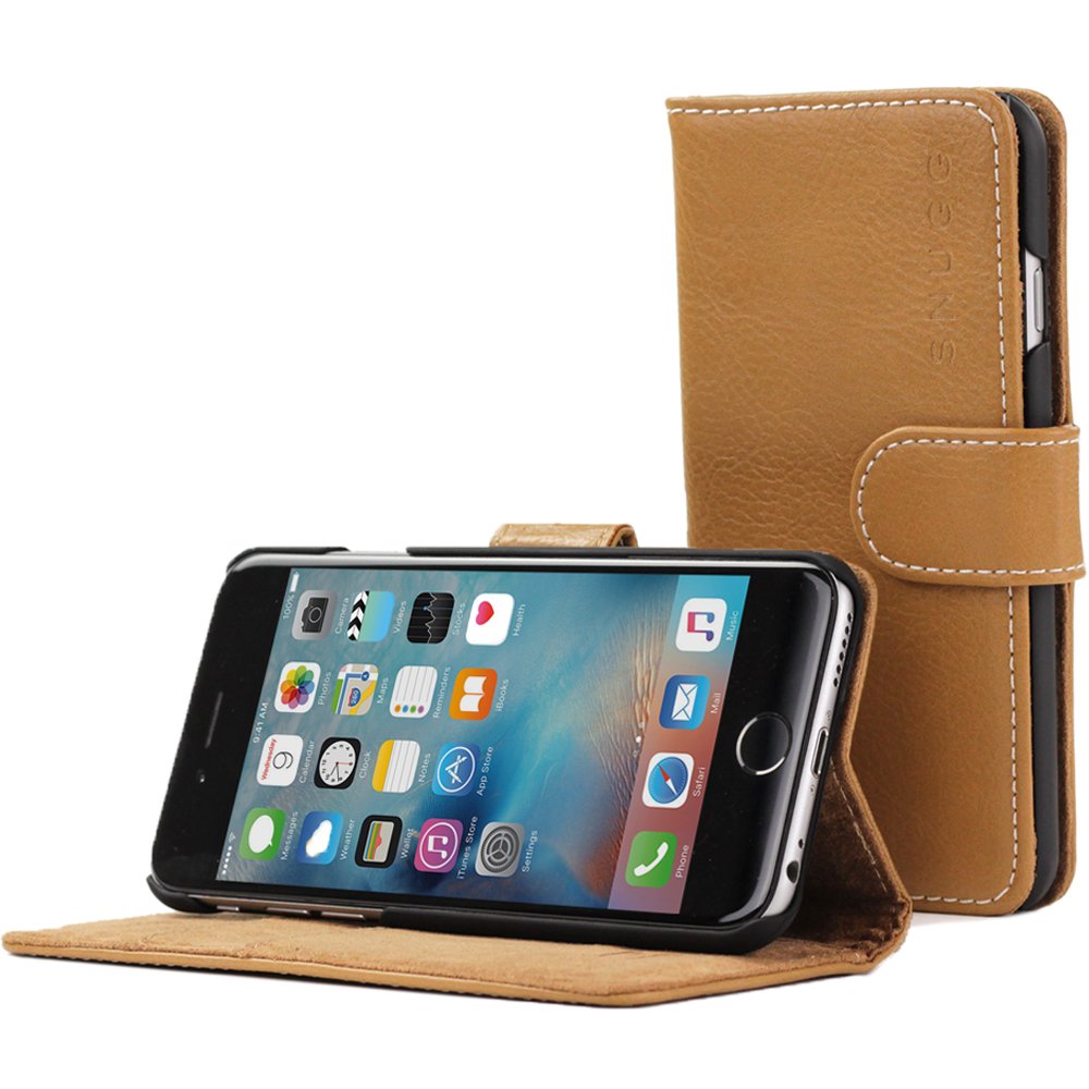 iPhone 6 and 6S Case, Snugg Desert Camel Leather Flip Case [Card Slots] Executive Apple iPhone 6 and 6S Wallet Case Cover and Stand Legacy Series