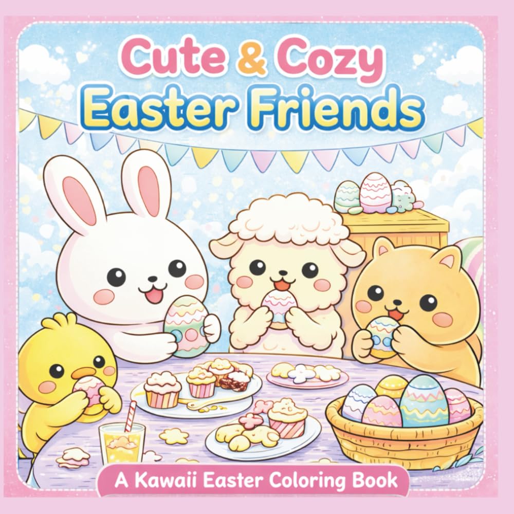 Cute & Cozy Easter Friends: A Kawaii Easter Coloring Book
