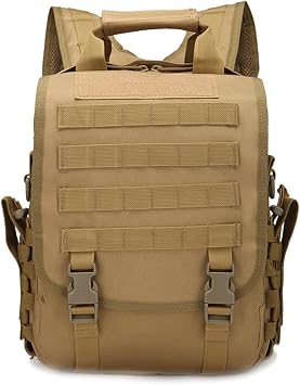 Cycling Hiking Backpack Military Tactical Backpack, Mens Travel Tablet Backpack Crossbody Sling Bag Pack Tan