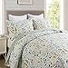 Travan 3-Piece Quilt Set Quilted Bedspread Lightweight Coverlet Set Garden Style Floral Printed Oversized Quilted Bedding Set with Shams for All Season, Exquisite, Queen Size