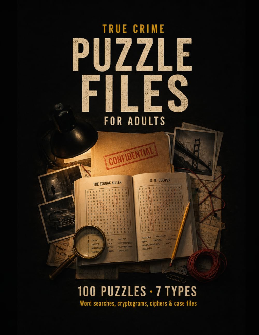True Crime Puzzle Files: 100 Large-Print Puzzles for Adults — Word Searches, Cryptograms & Ciphers with Real Case Facts | A True Crime Gift with a Hidden Cold Case to Solve