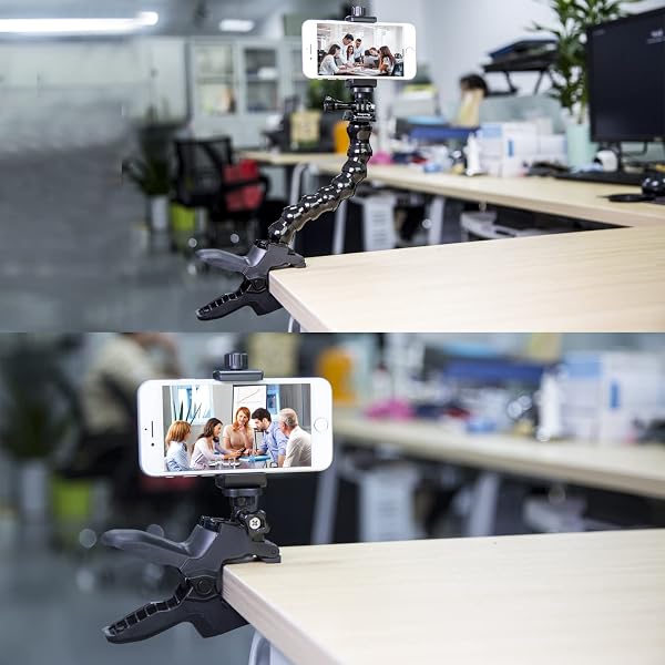 Suptig Support de téléphone à col de Cygne, Pince de Serrage pour téléphone Portable, Compatible avec iPhone 14 Plus, 13 Pro XS Max XR X 8 7 6 6S Plus et Autres appareils de 10,2 à 17,8 cm - 2