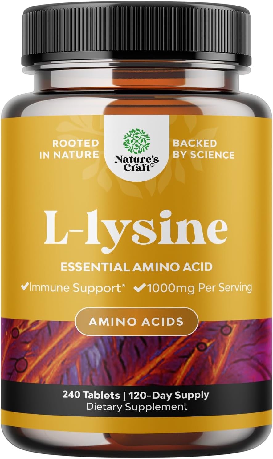 L Lysine 1000mg per serving Nutritional Supplements – L-lysine Essential Amino Acids for Eye Health Lip Care Bone Support Immune System Support Muscle Growth and Vegetarian Collagen – 240 Tablets