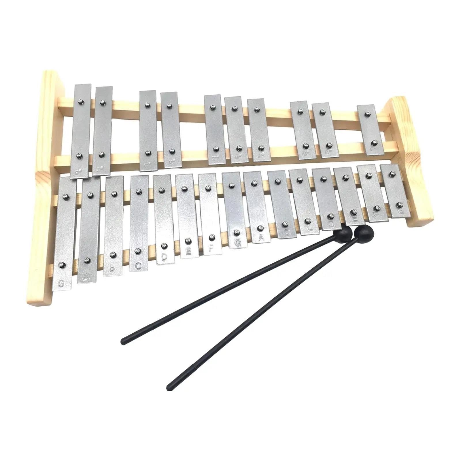 xilófono kit Xilófono De Aluminio Con Marco De Madera Portátil Profesional Compacto Regalos Para Principiantes Glockenspiel De 25 Notas