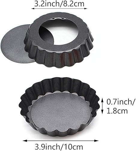 Miniatura 2 de Mini sartenes para tartas, antiadherentes de 4 pulgadas, mini sartén para quiche con parte inferior extraíble, juego de 6 (4 pulgadas)