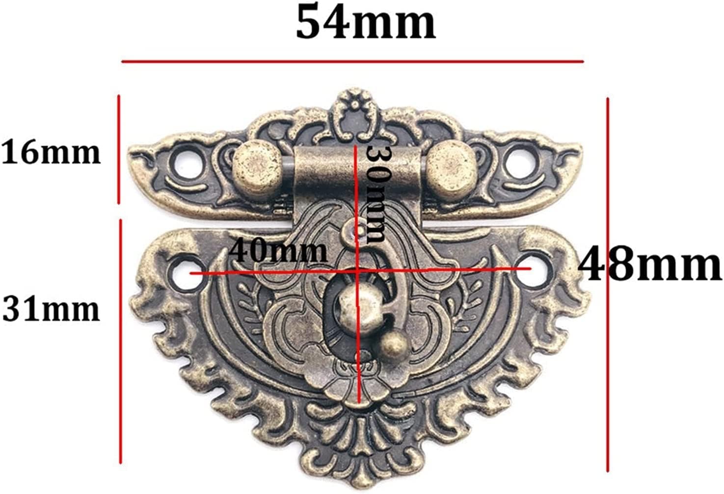Hasps Latch, 1 Piece of Bronze Furniture Hardware Box Lock Buckle Lock Buckle + 2 Pieces of Decorative Cabinet Hinges for Jewellery Wooden Boxes(Color:3pcs Set)