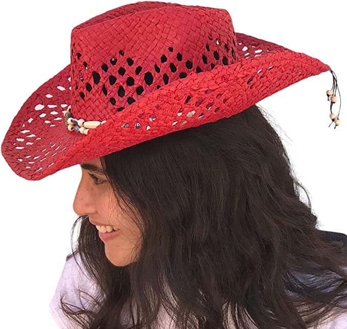 Image of SILVERFEVER Straw Cowboy Hat Cowgirl Hats Men Women Sun Hat Sombreros Vagueros Classic Western Accents Sombreros