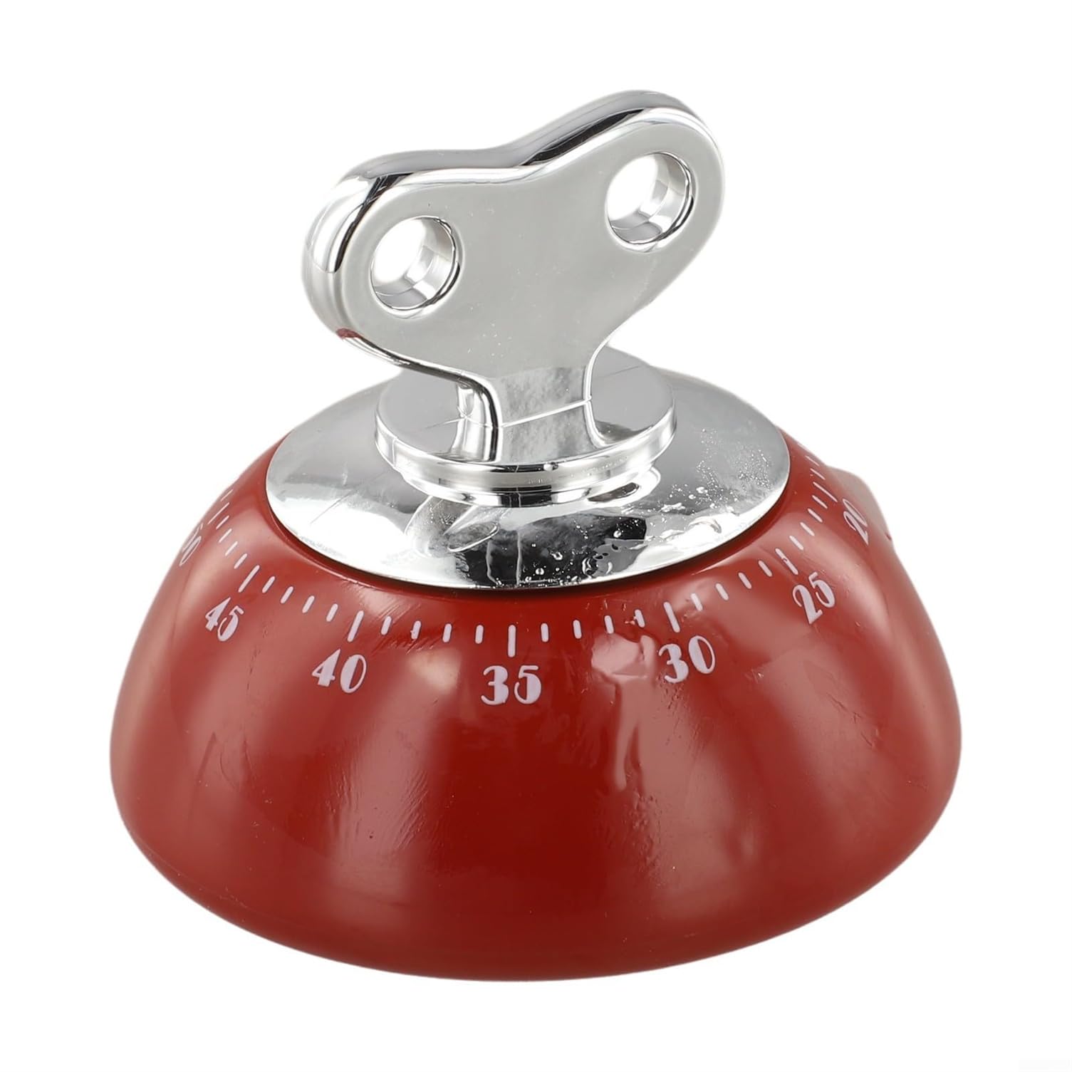 Mechanical Kitchen Timer, Countdown 60 Minutes, Stainless Steel and ABS, No Batteries, Red