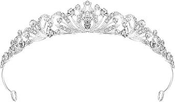 Tiaras And Crowns for Women, Exquisite Rhinestone Queen Crowns for Women Girls Beautiful Princess Tiara for Halloween Cosplay Christmas Birthday Prom Bridal PartySilver
