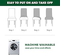 Vista 6 de Juego de 4 fundas para sillas de comedor y cocina, fundas para sillas de comedor, color negro