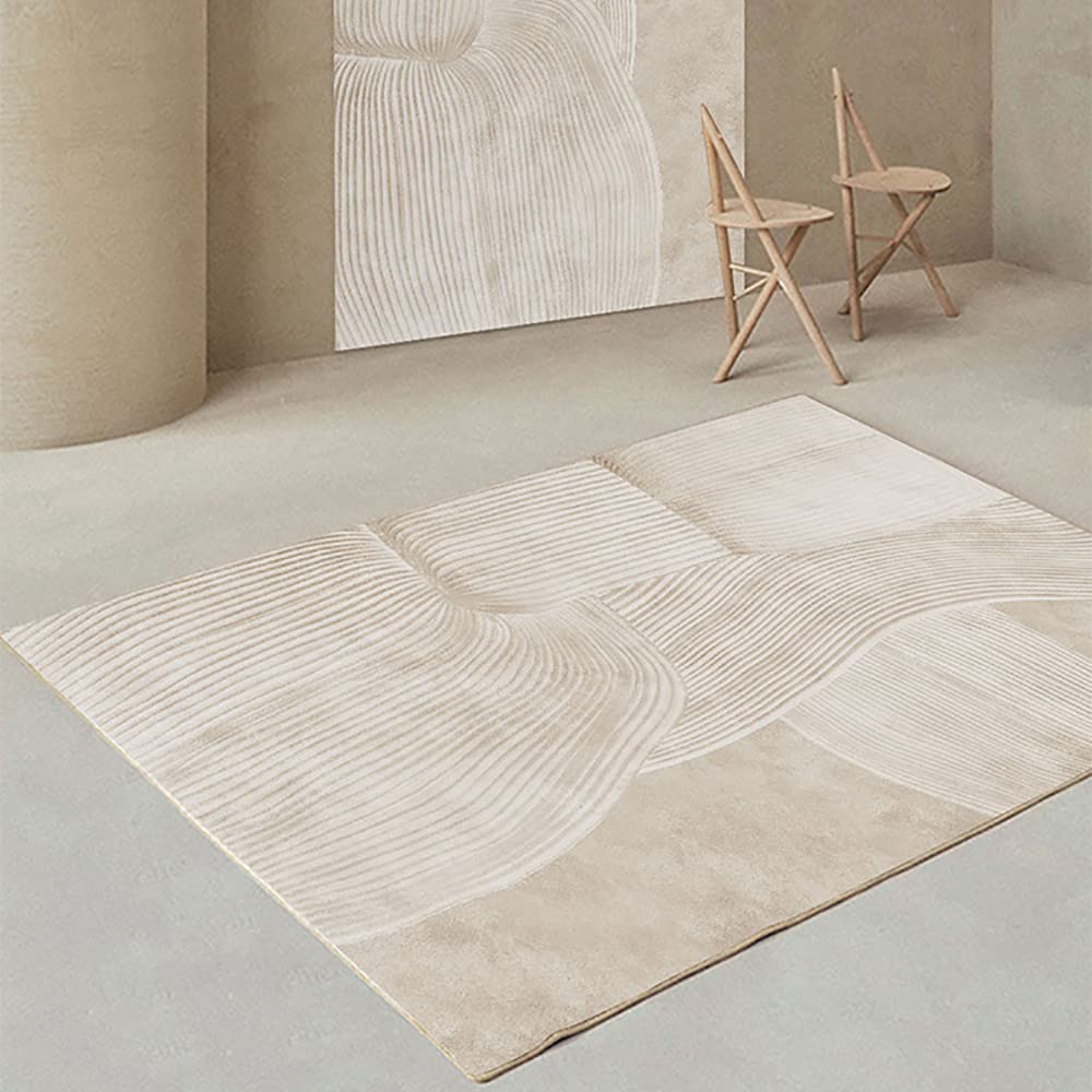 Tapis colore moderne beige 200x300 cm grand tapis de salon deco
