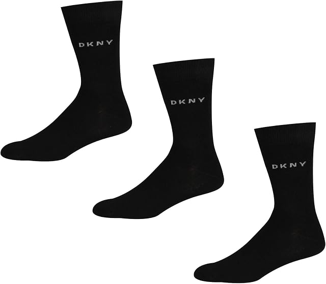 DKNY Men's Business Socks Wall Size 40-45 Black Pack of 3