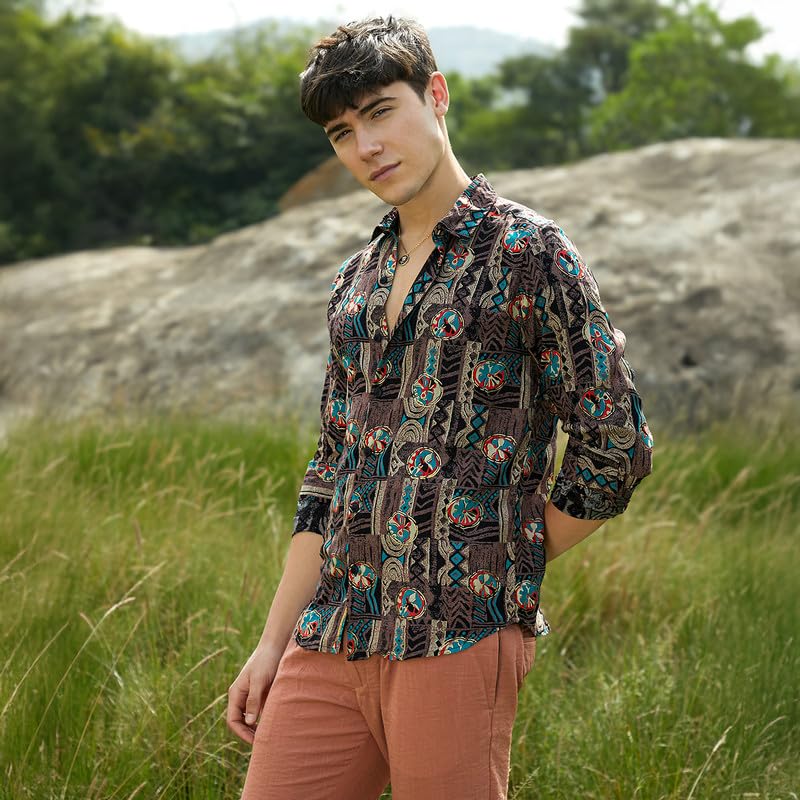 Image of CAHOOT Men's Shirt for Casual Wear | Spread Collar | Long Cuffed Sleeves | Button Closure | Shirt Crafted with Comfort Fit for Everyday Wear