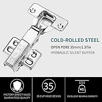 Vista 2 de 1 Pairs Soft Close Cabinet Door Hinges for Full Overlay, 2 Pack Cabinet Door Hinges Heavy-Duty Adjustable Concealed Cabinet Cup Hinge for Kitchen