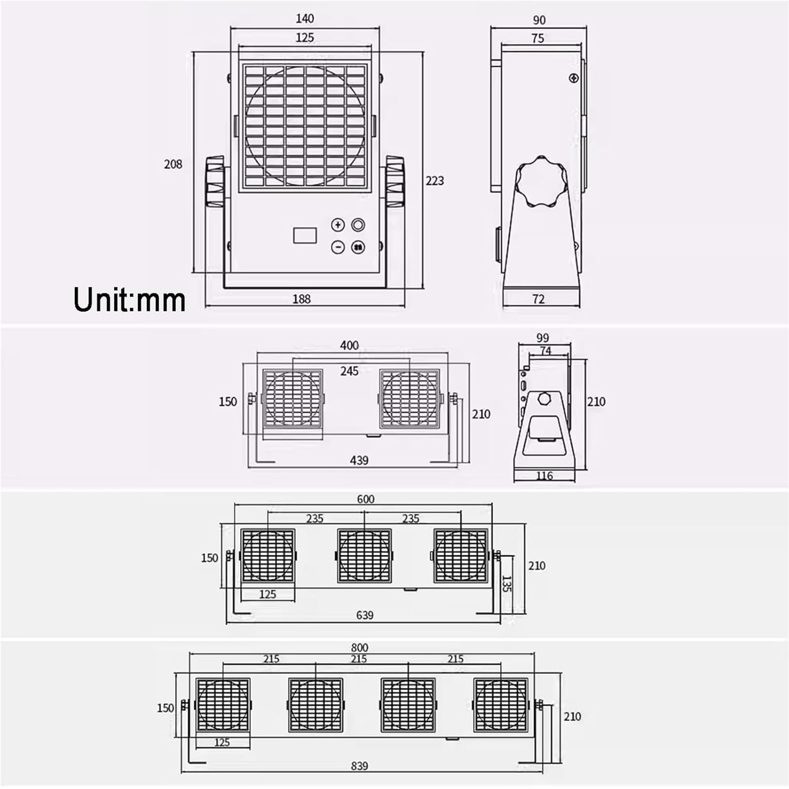 Soplador de Aire ionizante, eliminador de estática, Ventilador ionizador antiestático, Volumen de Aire Ajustable de 10 a 120 CFM, instalación en Pared o sobremesa para impresión y Embalaje.