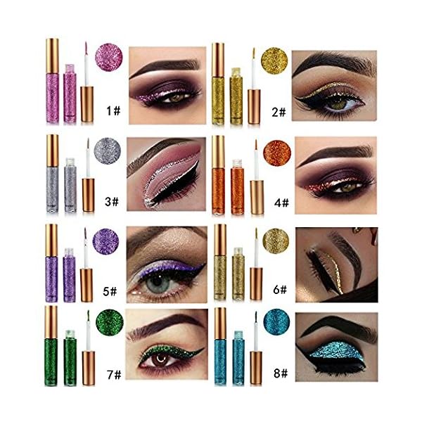 10 Colors Liquid Glitter Eyeliner Metallic Shimmer Glitter Eyeshadow Pigment Eyebrown Shimmer Waterproof Face Lips Art for Party Festival Makeup
