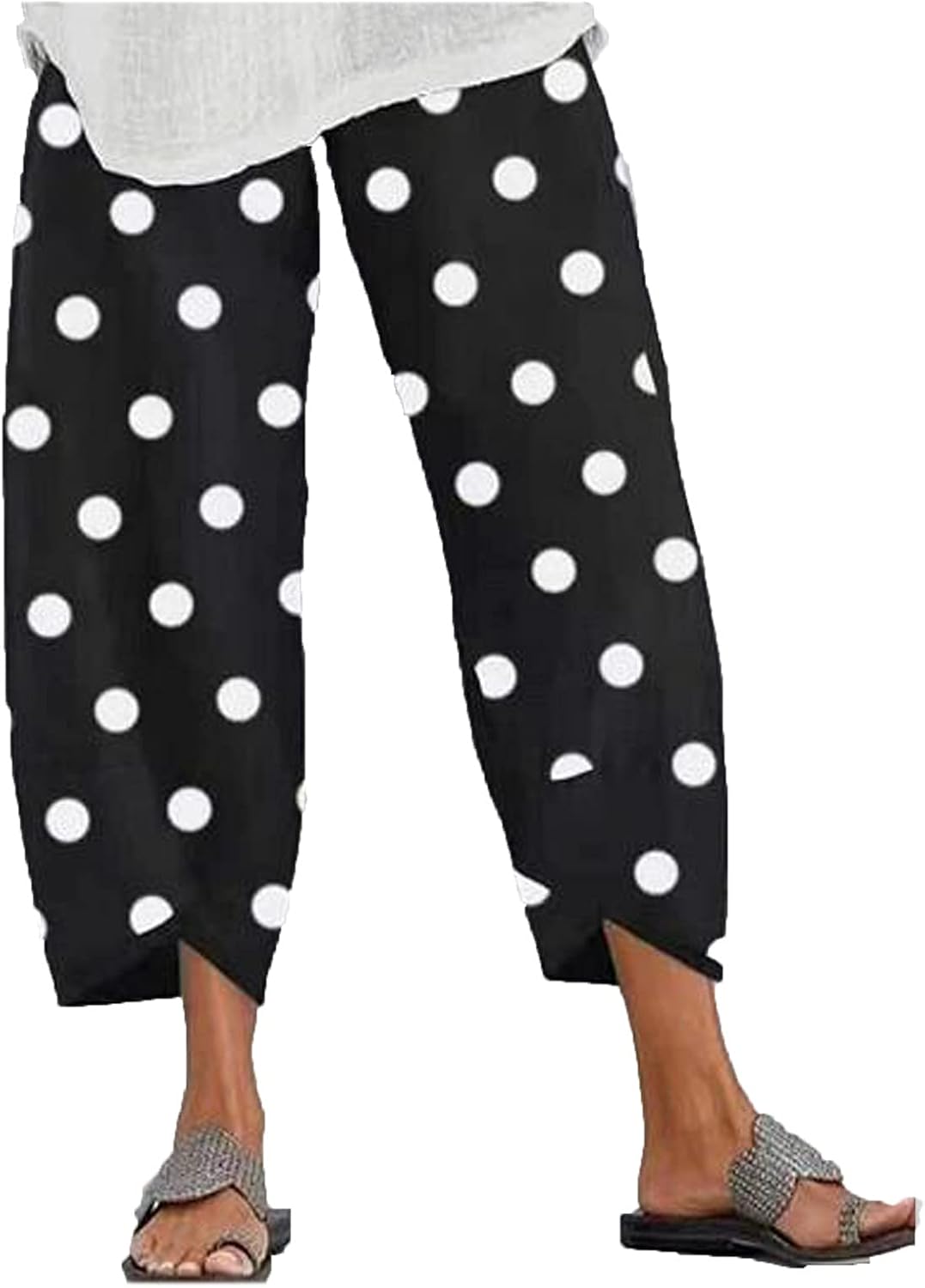 Women's Casual Trousers Cotton Linen Elastic Lightweight Trousers Large