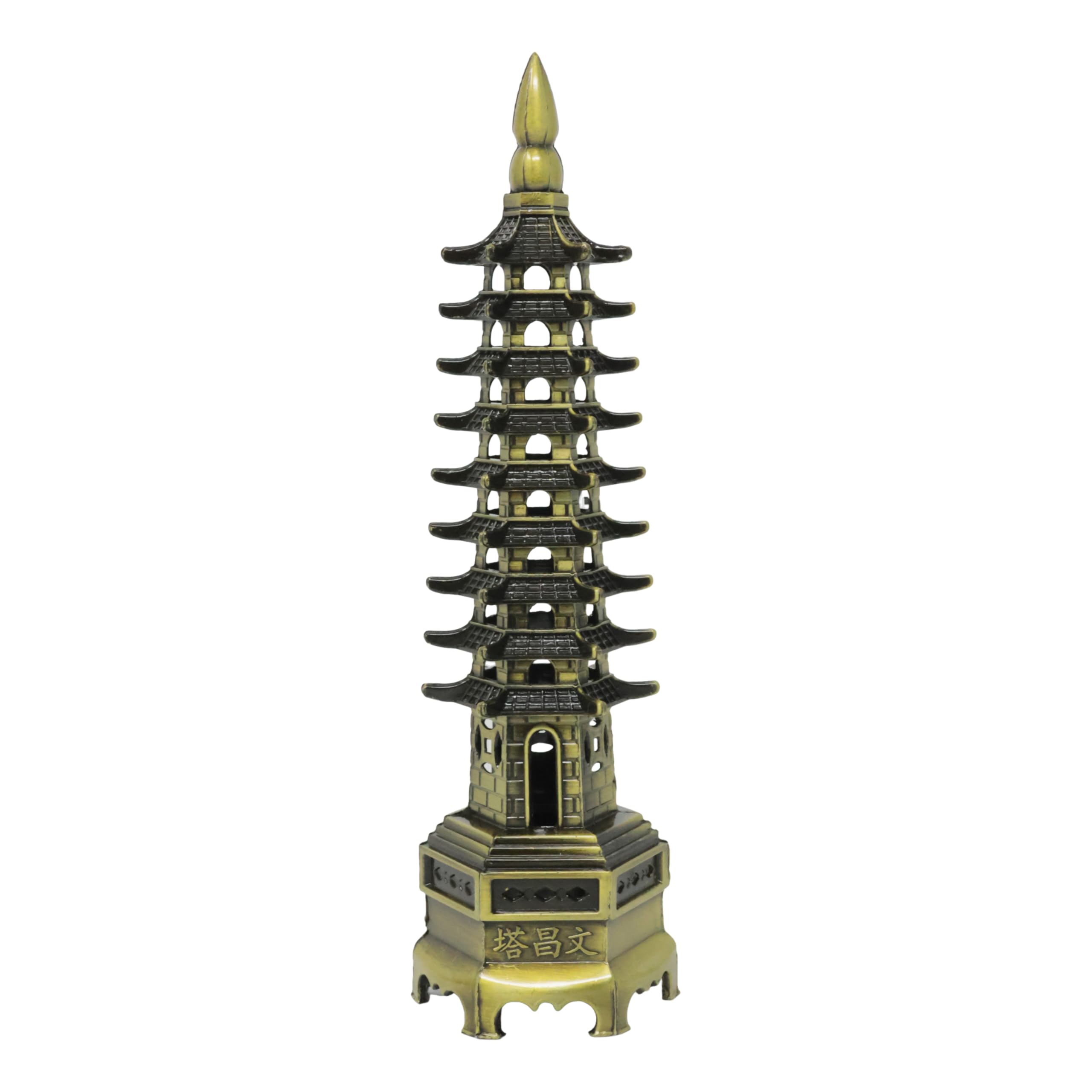 Honbay 1PCS Metal Alloy WenChang Tower Model Statue Feng Shui Decoration Buddhism Temple Decoration Garden Miniature for Office Home Desktop Ornaments (9 Level, 7.1"")"