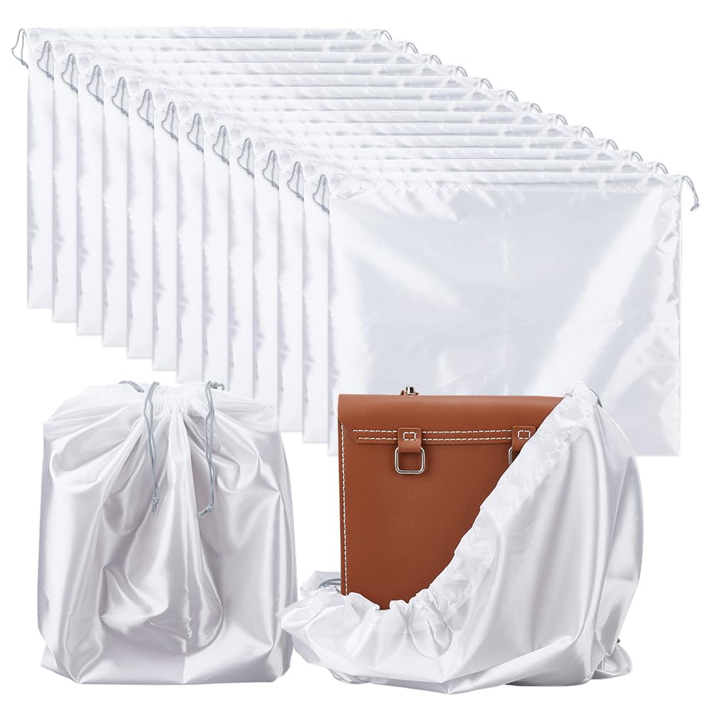 Sac de rangement de voyage pour chaussures et grands sacs a main en satin blanc
