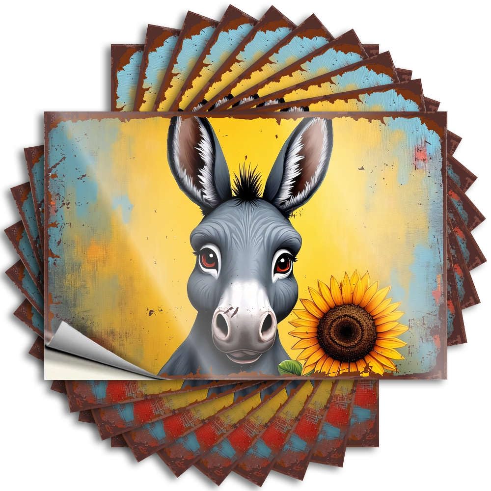 A Donkey with A Sunflower. Backyard Bar Decor Antimicrobial DIY | Bookish Quote Bumper Removable Vinyl Sticker Decal(6X9CM)
