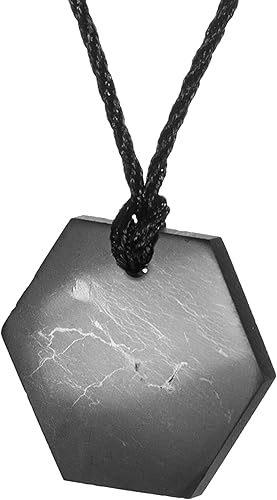 QUANTHOR Collar de protección de piedras de shungita Auténtico de cristal de shungita de Karelia con fullerenos de carbono Collar de shungite con