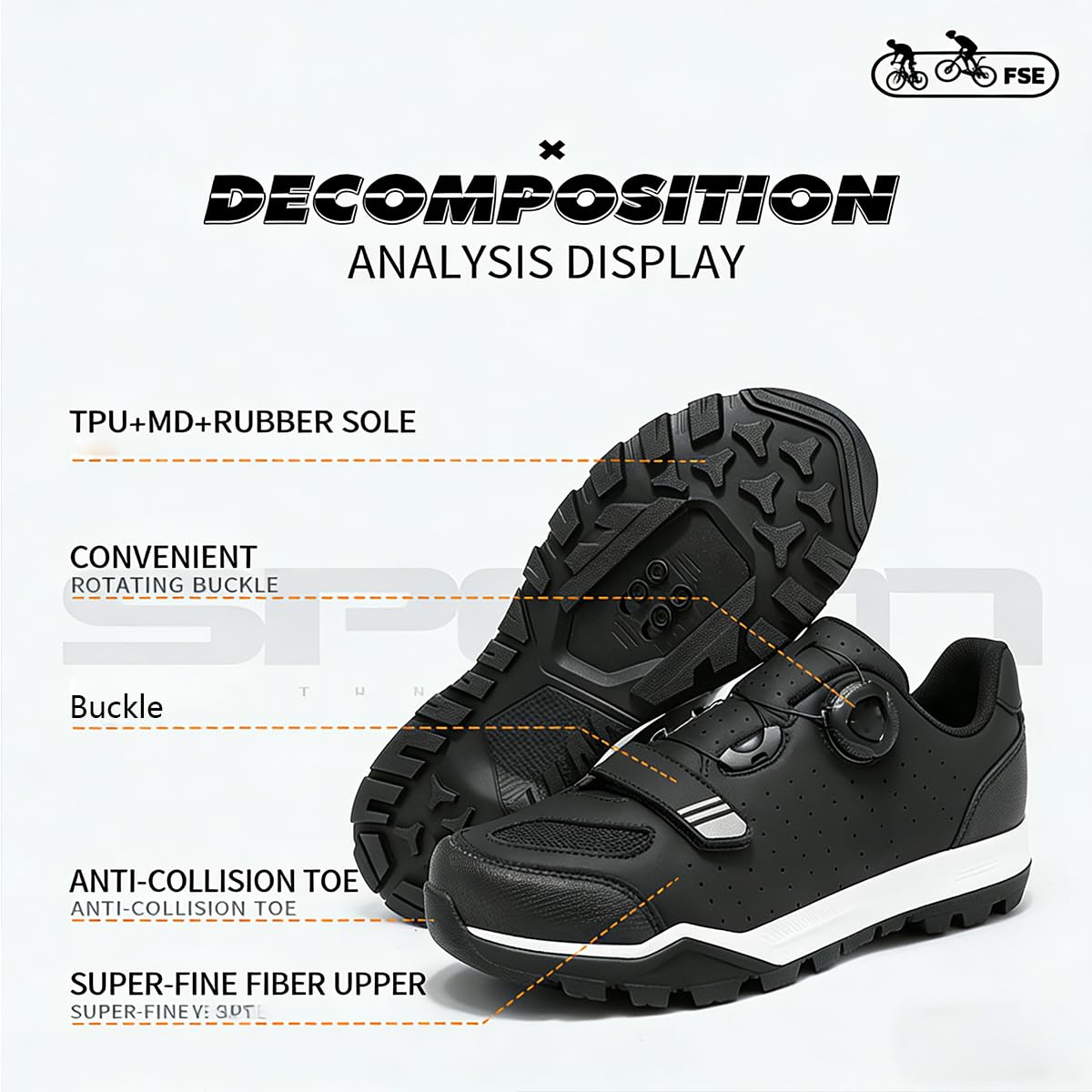 Zapatilla de Ciclismo MTB Hombre, Zapatos Bicicleta de Montaña Antideslizantes Compatibles con SPD Lock System Unisex Adulto Respirables