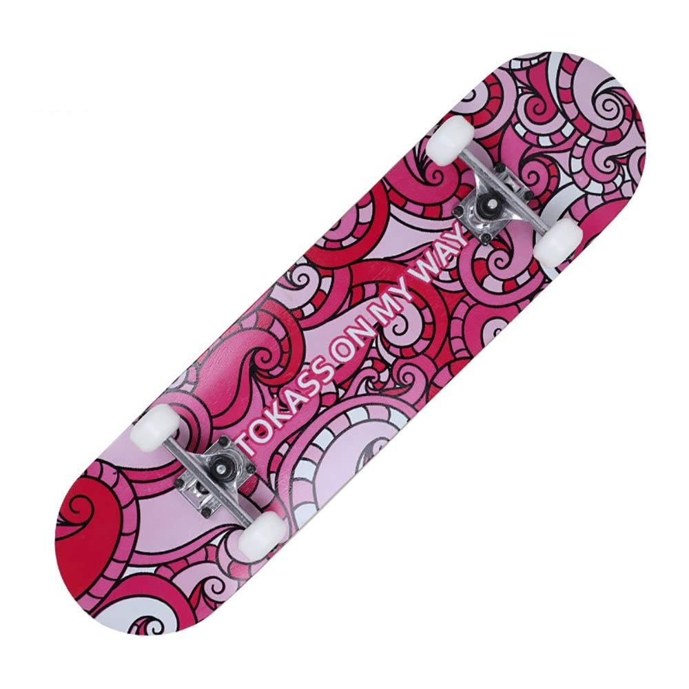 Tabla de Skate Retro, Skateboard Completo,APEC-7Mute Rodamientos +Alta Velocidad PU Rueda 7Capas Arce Tabla de monopatín, para Adolescentes Adultos Chicas Muchachos Niños
