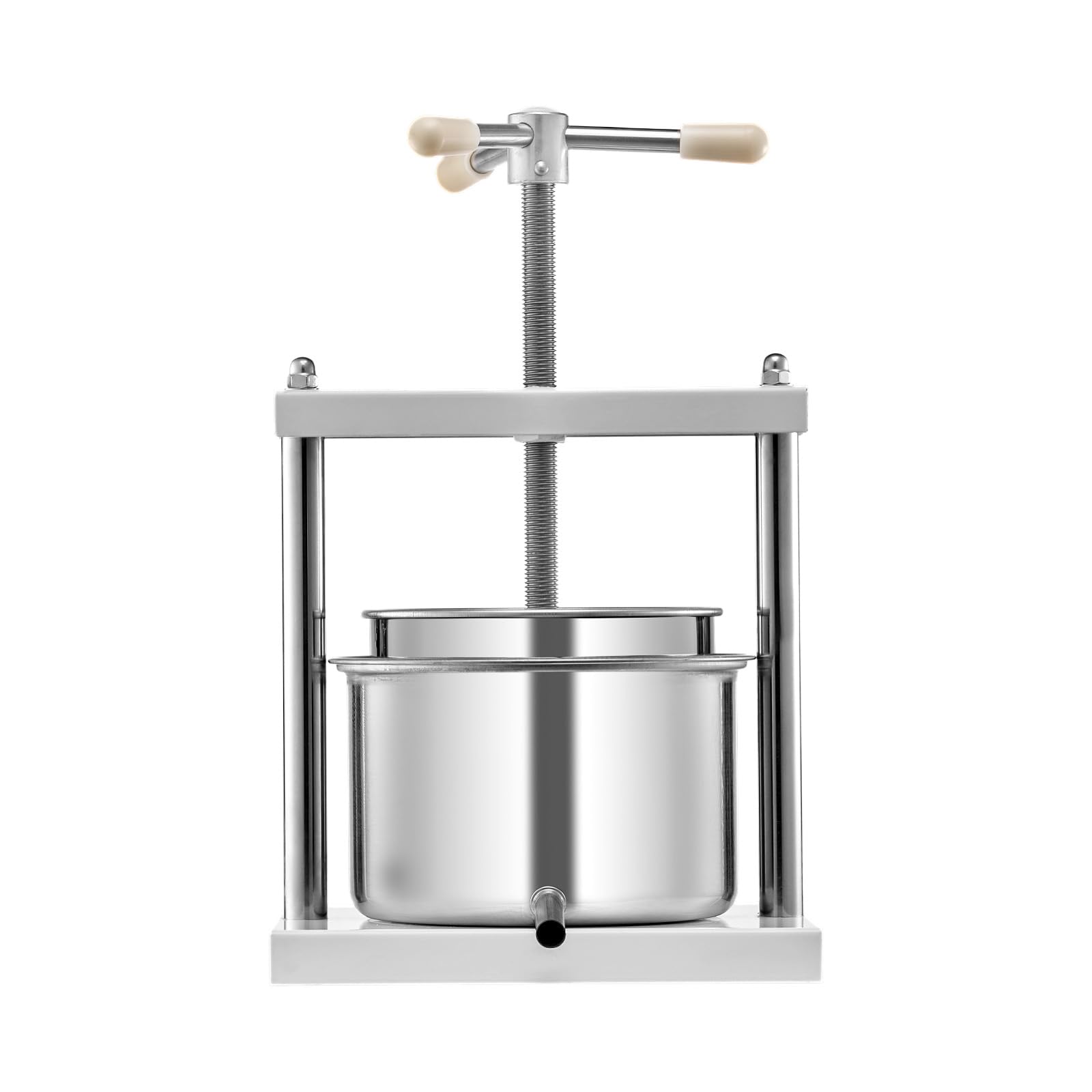 VEVOR Pressa Manuale per Vino di Frutta Cesto in Acciaio Inox 5L con Manico, Spremiagrumi Manuale per Bevande Alcoliche Pressa per Sidro, Mela, UVA, Tintura, Miele, Olio d'Oliva Cucina, Casa