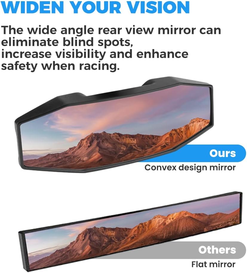 KEMIMOTO UTV Rear View Mirror Compatible with 2015-2024 Polaris RZR 900 1000 XP/General 1000 for 1.75 inch Roll Bar 360° Adjustable Center Rearview Mirror Replace 2881540