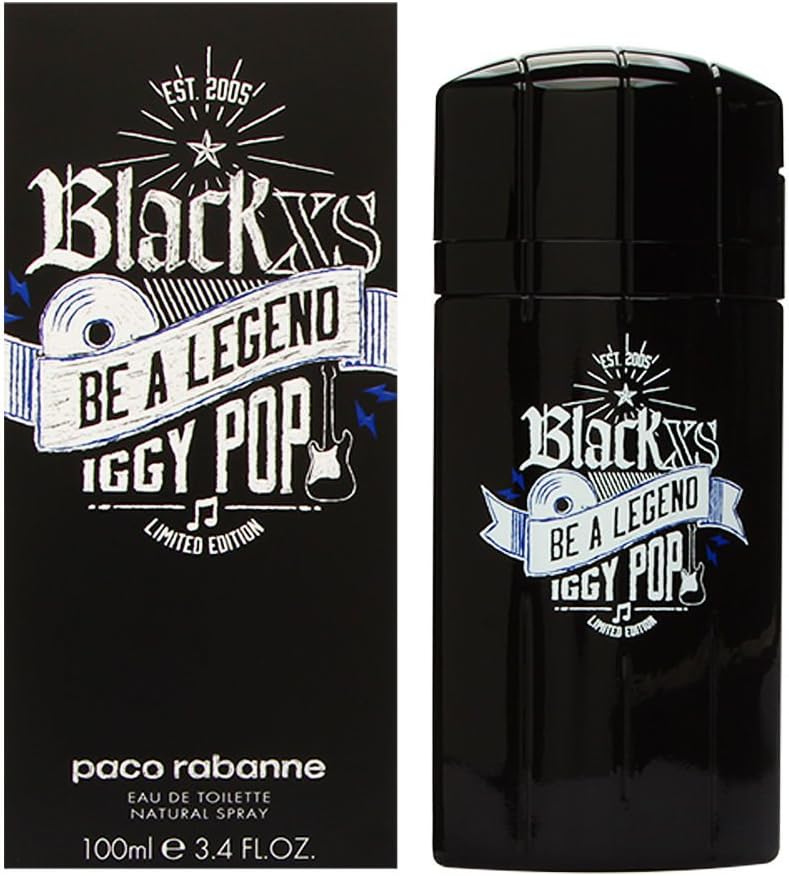 Paco Rabanne Black Xs Be A Legend Eau De Toilette Spray for Men, Iggy Pop, 3.4 Ounce
