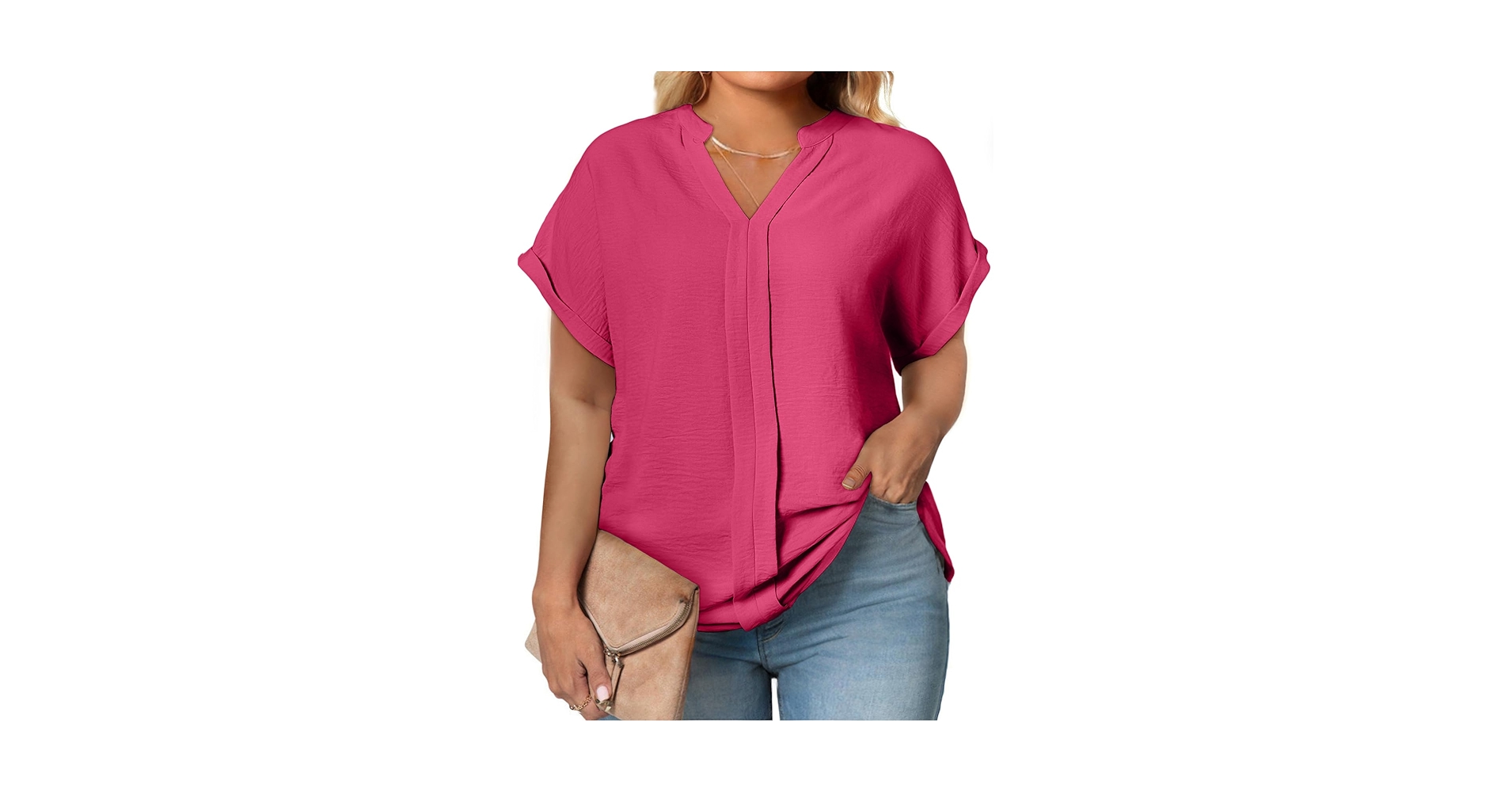 Eytino Plus Size Blouse for Women Sexy Notched V Neck Tops