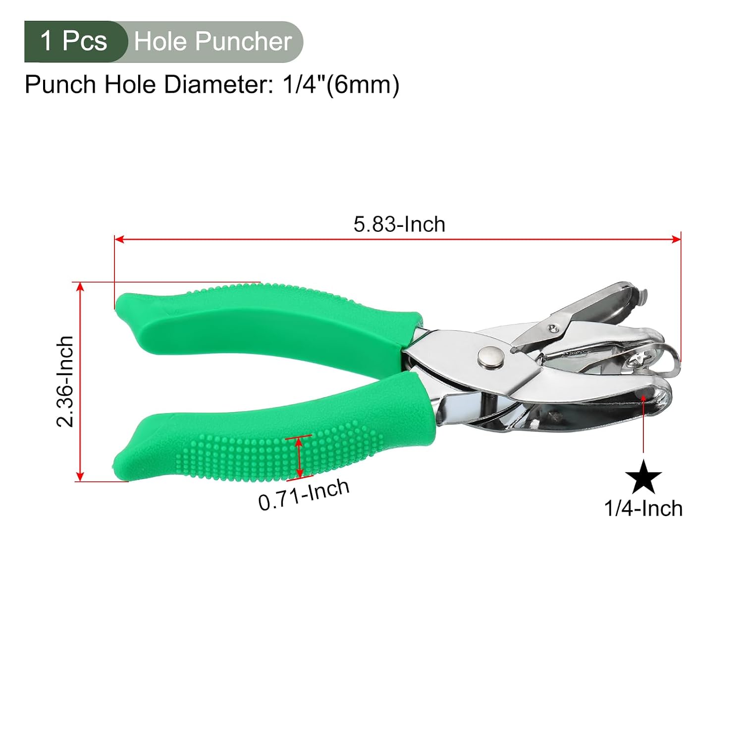 YOKIVE Single Hole Star Shape Punch Hole Paper Puncher | Metal Paper Punching Tool Great for Packaging Card Scrapbook Notebook, (Green 1/4")
