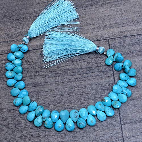 Perles facettes poire turquoise AAA+ d'Arizona d'une qualité joaillerie rare