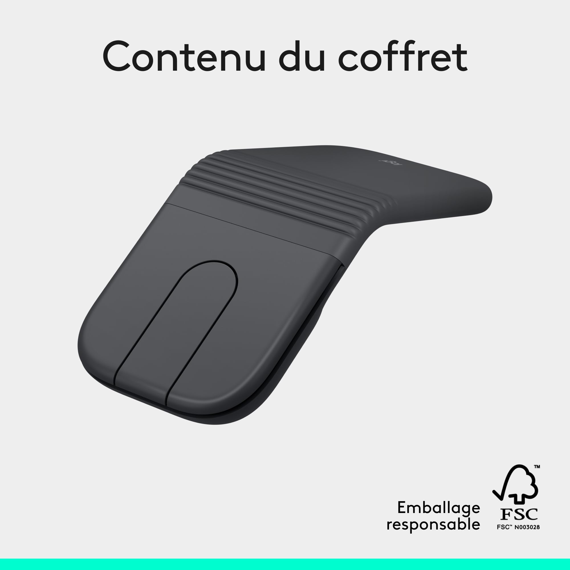 Logitech Mobi Fold, Souris de Voyage ultraportable, Petite et légère, défilement Tactile, clics discrets, DPI 4K, Bluetooth, pour Windows PC, Mac, Chromebook, Android, iPad - Graphite