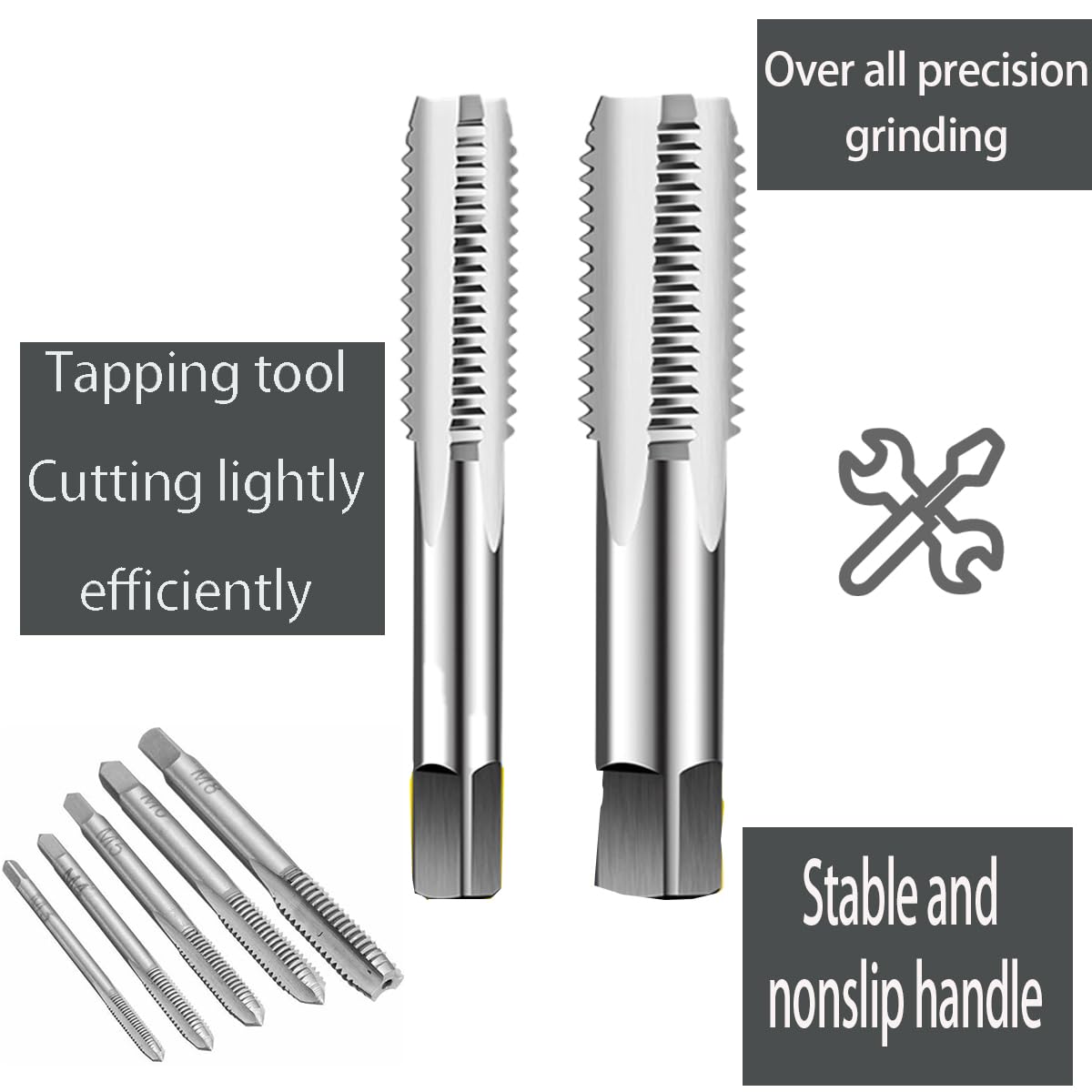 Silver Metric Metal Hand Thread Taps, 6pcs M3-M8 Ratchet Tap Re-Threading Tool, Adjustable Tap Threading Wrench SetCombination for Tap and Die Sets Cutting External and Internal Thread - Image 4