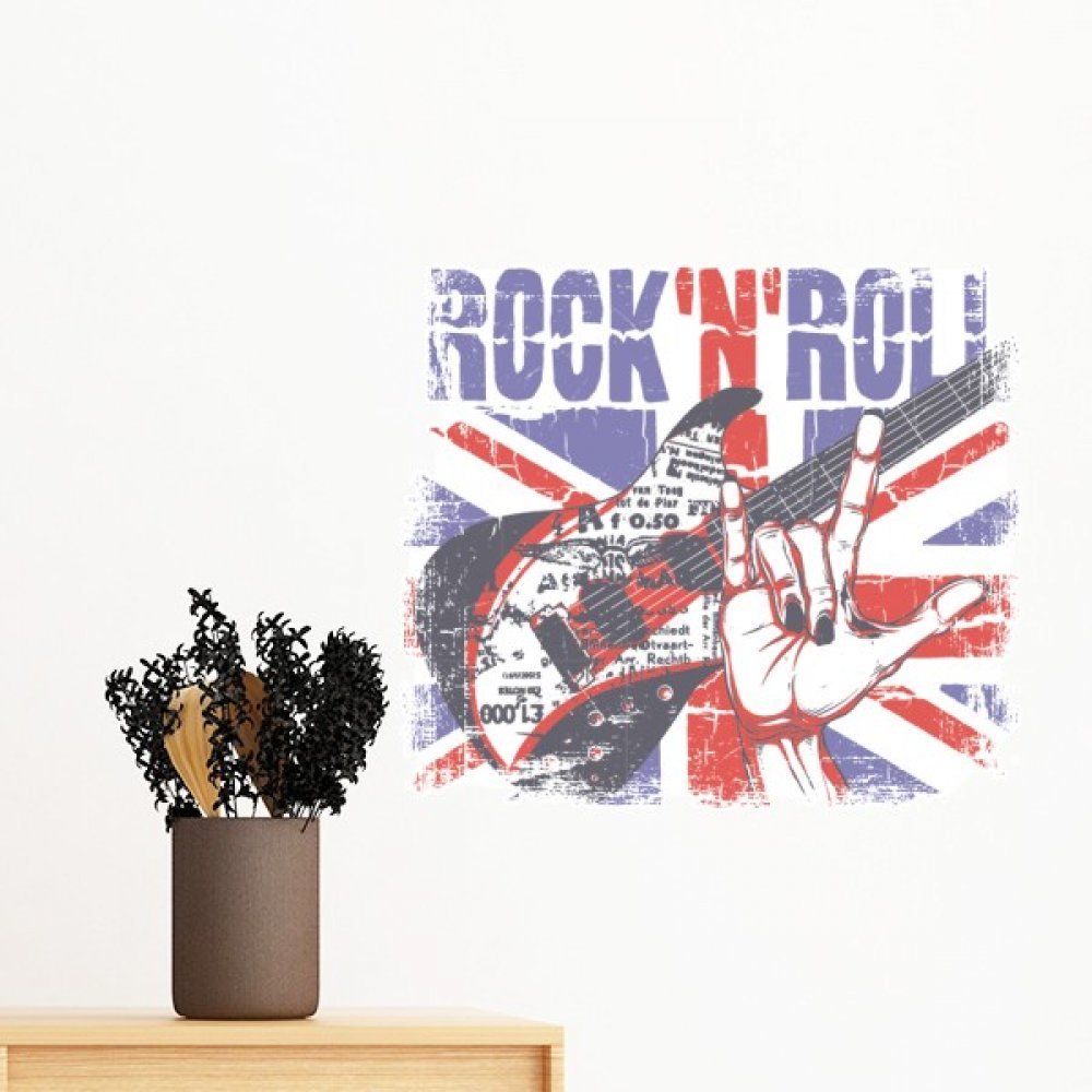 Sticker mural guitare rock Angleterre amovible deco chambre adolescent
