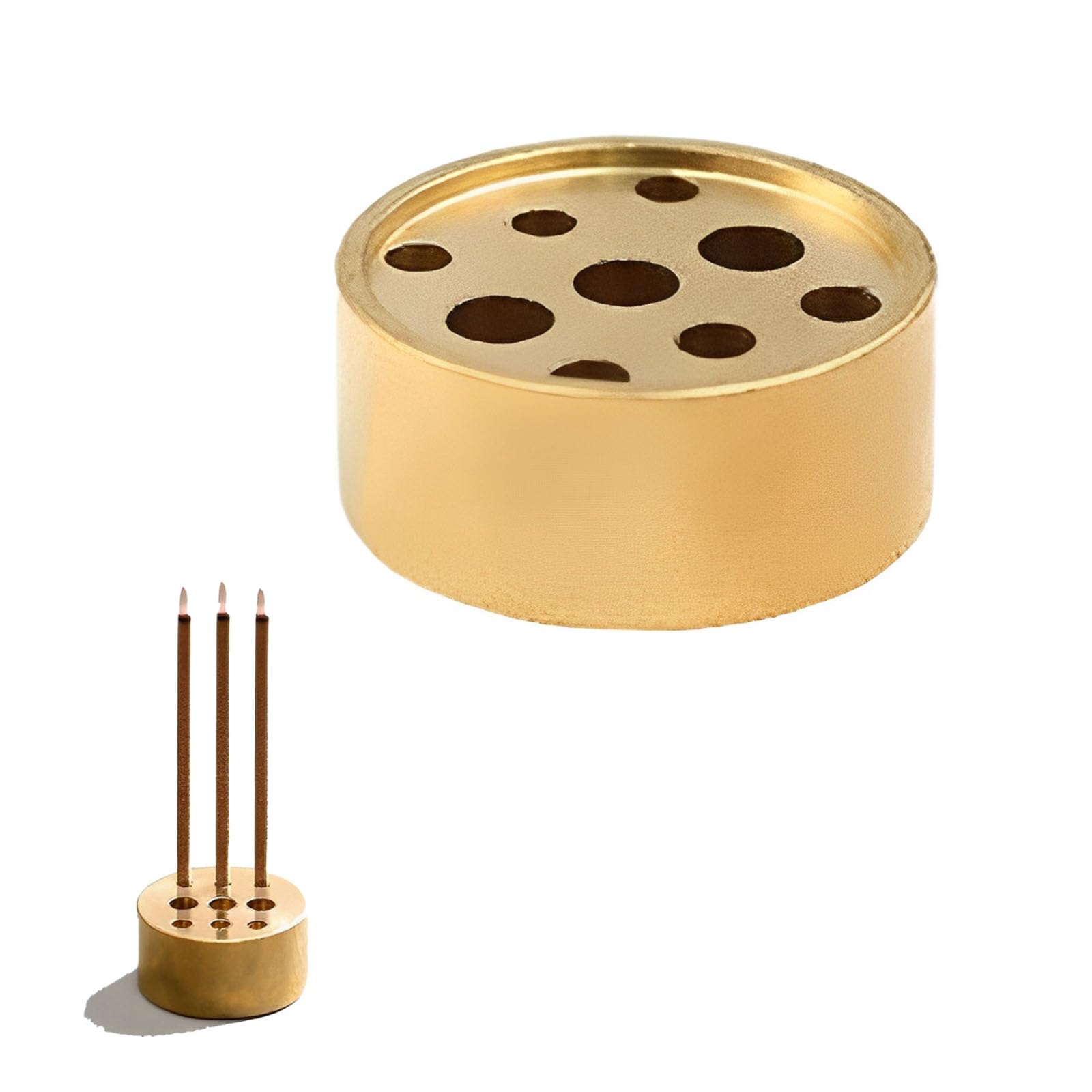 Brass Cylindrical Incense Holder, Japanese Style