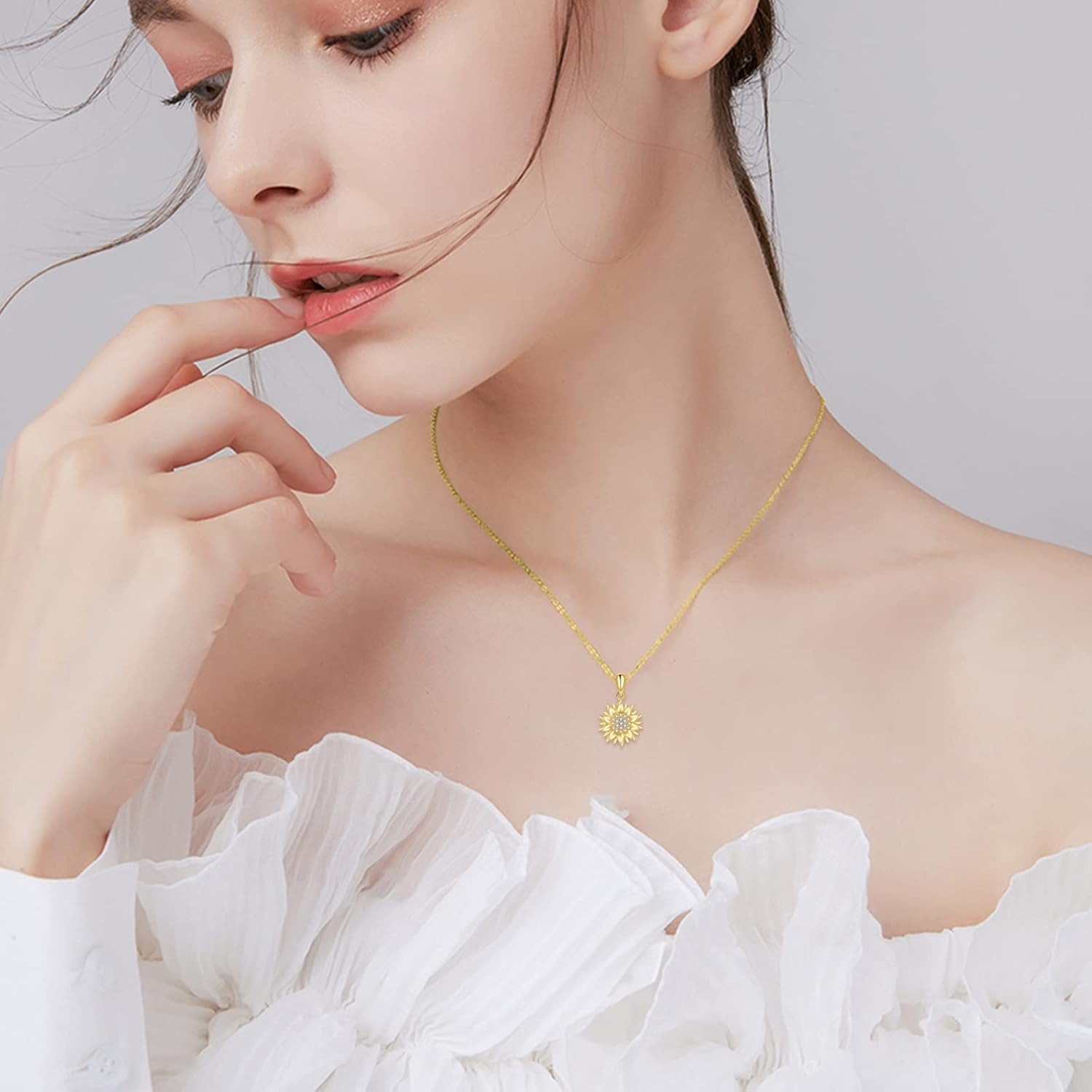 KECHO 14k Yellow Gold Sunflower Jewelry for Women, Fine Gold You are My Sunshine Jewelry Gifts for Her - Image 2