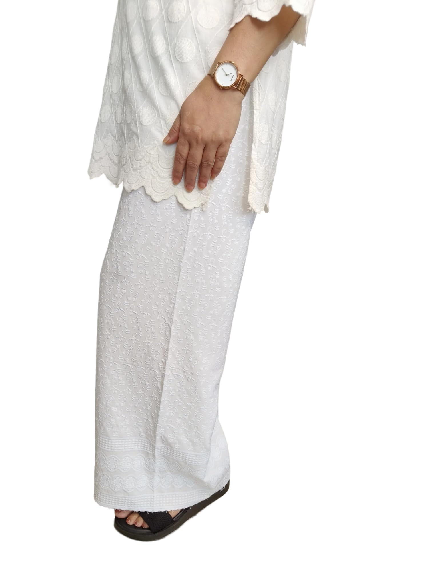 s4m Women's Cotton Rayon Chikankari Palazzo, Wide Leg, Elastic Waistband, High Waist, Available in Vibrant Colours-picture-22