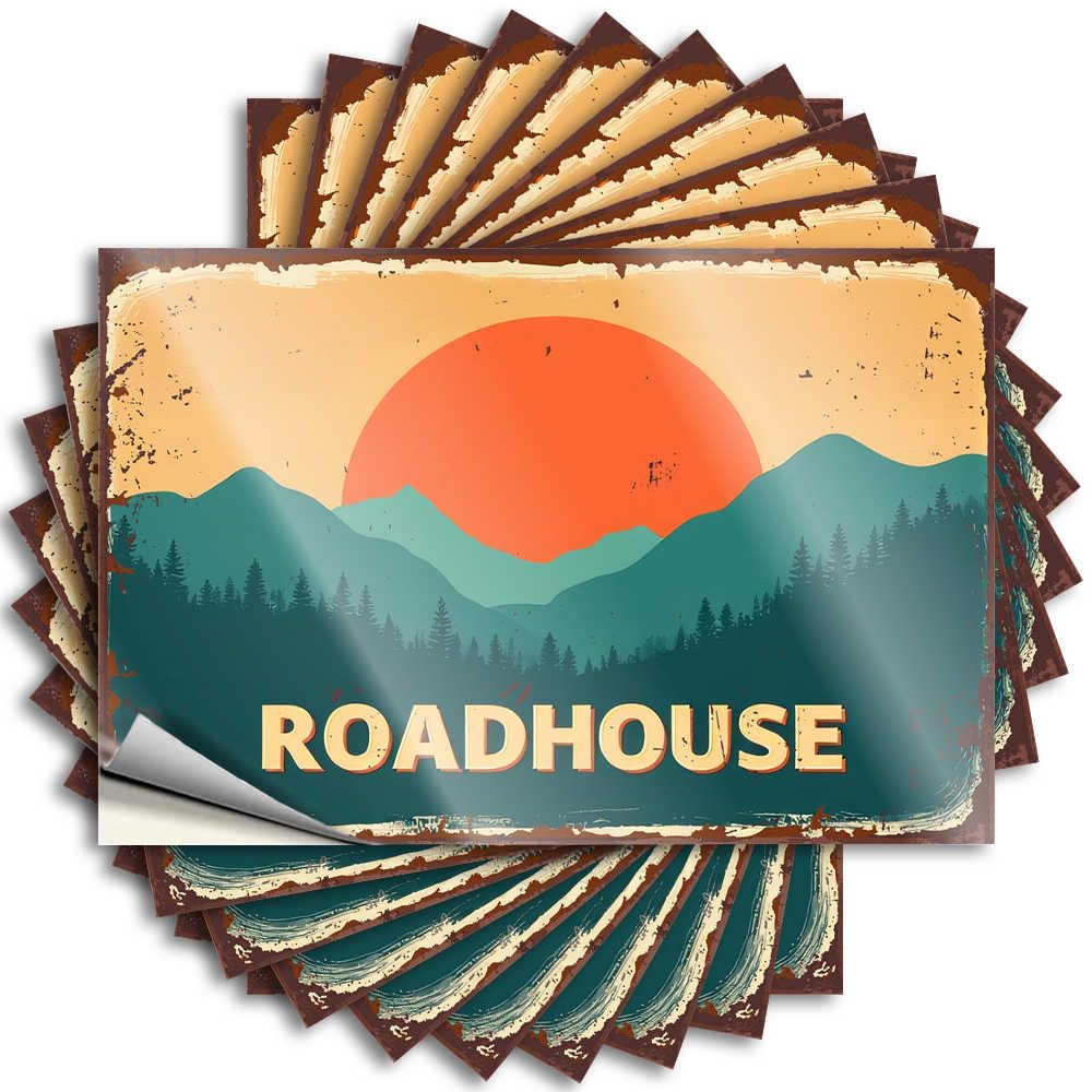 Funny Sticker Beauty Durable Vinyl - Roadhouse Sunset in The Mountains Cover for Sports Use(12X18CM)