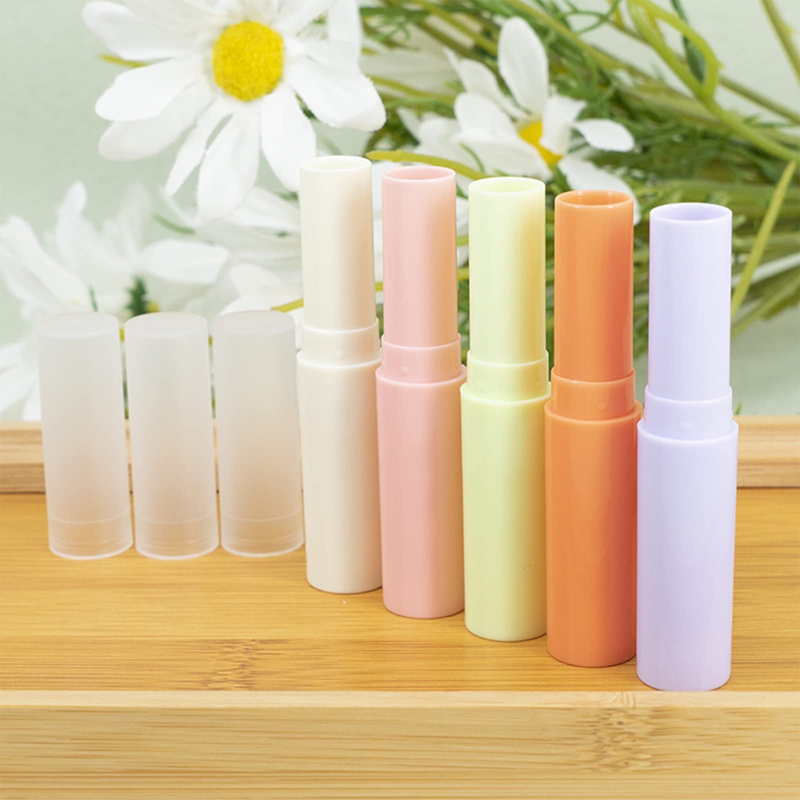 Tubetti vuoti trasparenti per rossetto e burrocacao con meccanismo automatico, con tappo, per rossetto fai-da-te