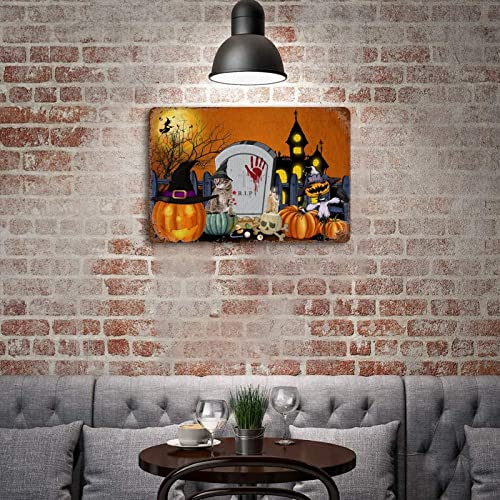 Panneau métal Halloween citrouille grand format 30x45cm résistant - 6