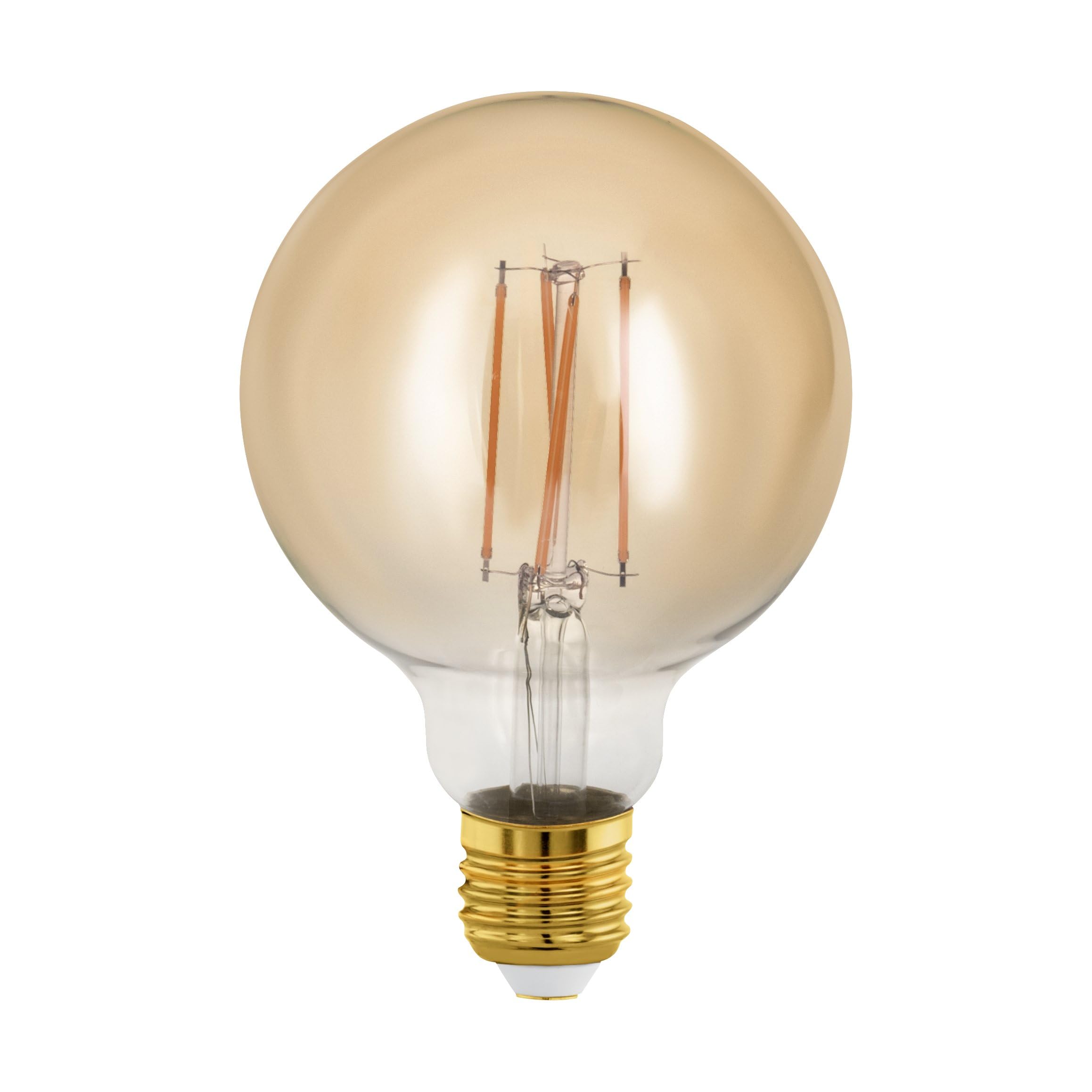 Eglo Dimmable E27 LED globe, golden vintage filament light bulb, Edison lamp for retro lighting, 4 watt (equivalent to 28 watt), 300 lumen, warm white glow, 1700 Kelvin, G95, Ø 3.7"