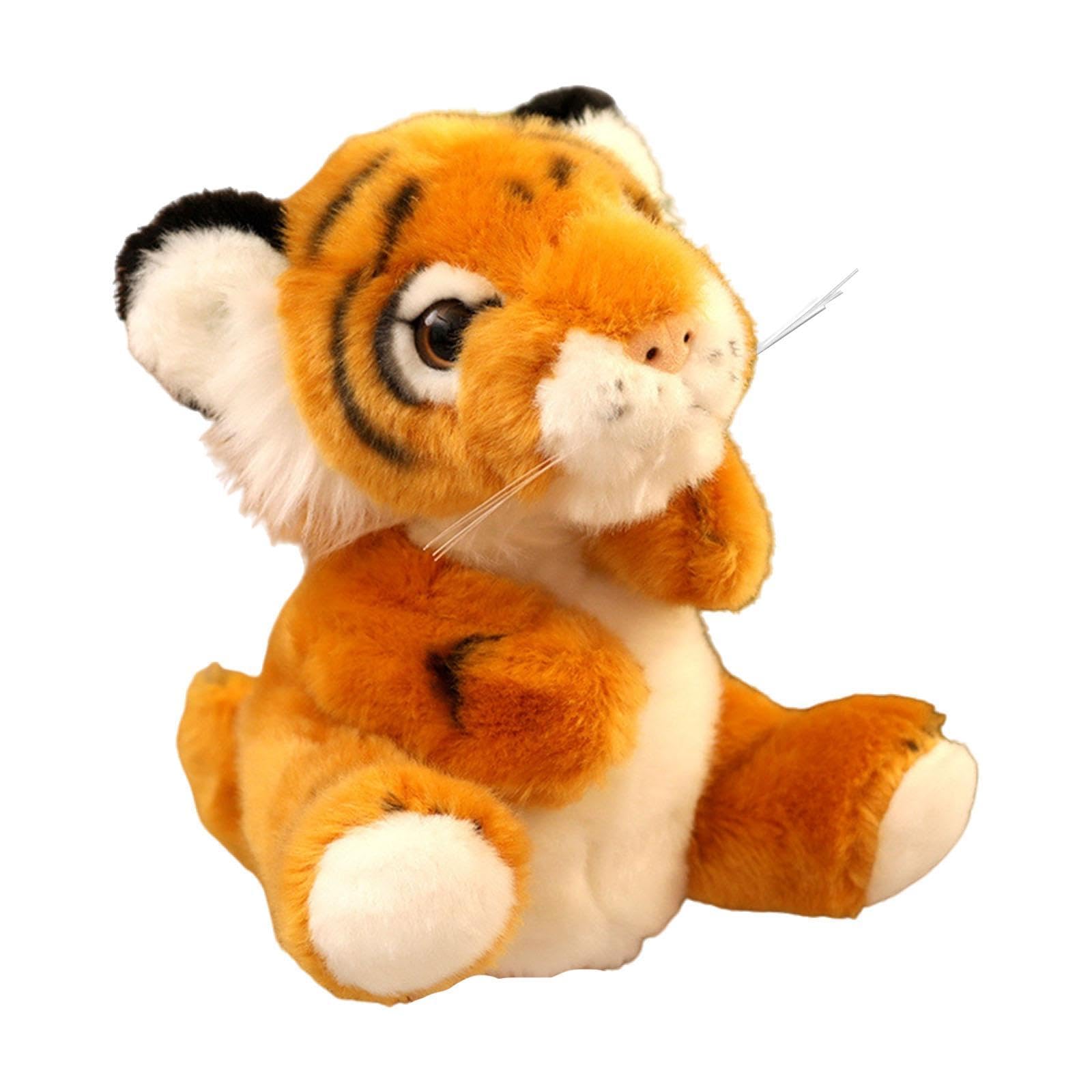 ATORSE Plush Tiger Hand Puppet Movable Role Play Tiger Plush Toy for Kids Toys Gift Brown-picture-13