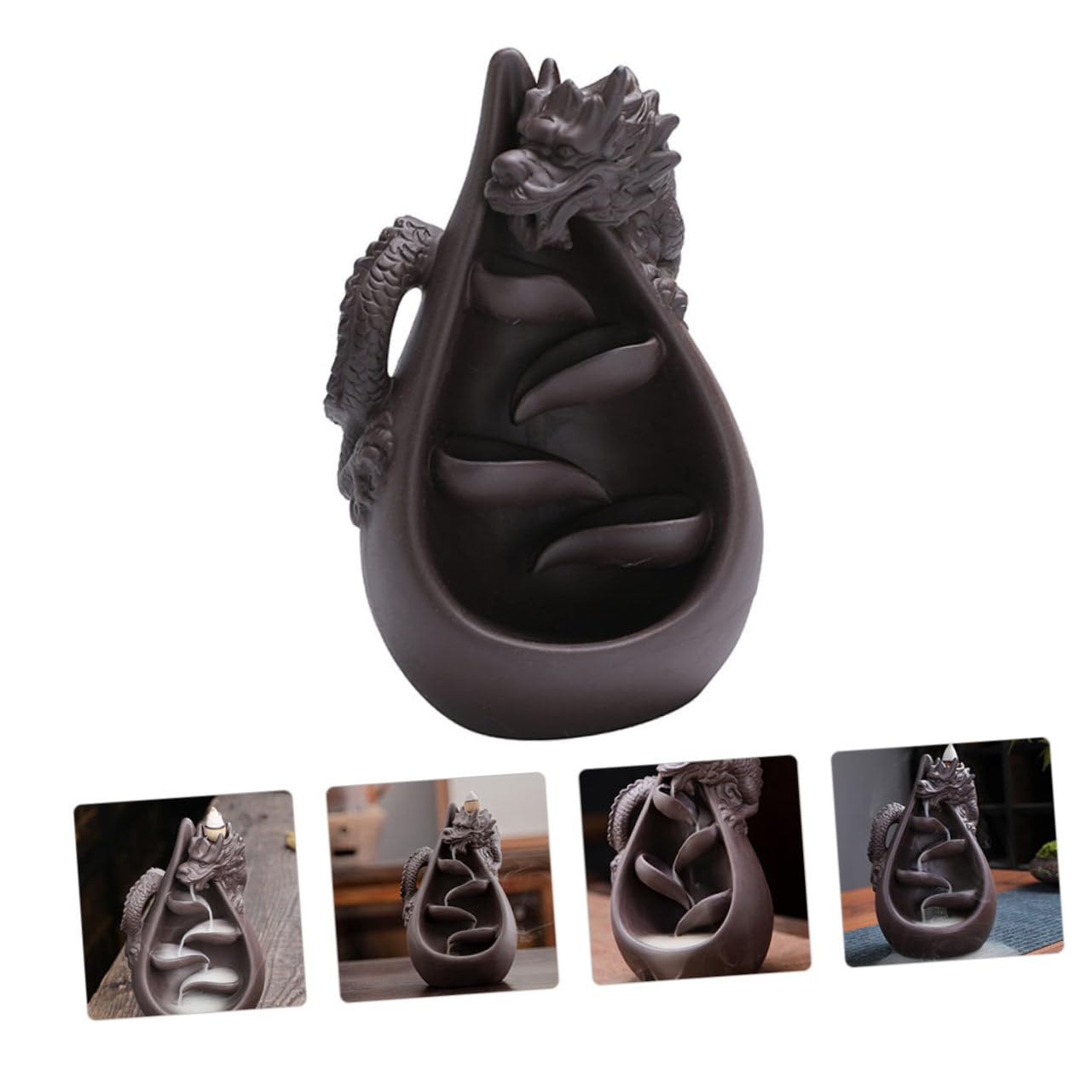 de Incienso y Mejorar el Sueño de Mesa en Forma de Dragón Quemador de Arena Púrpura para Purificar el Aire en Sala de Estar