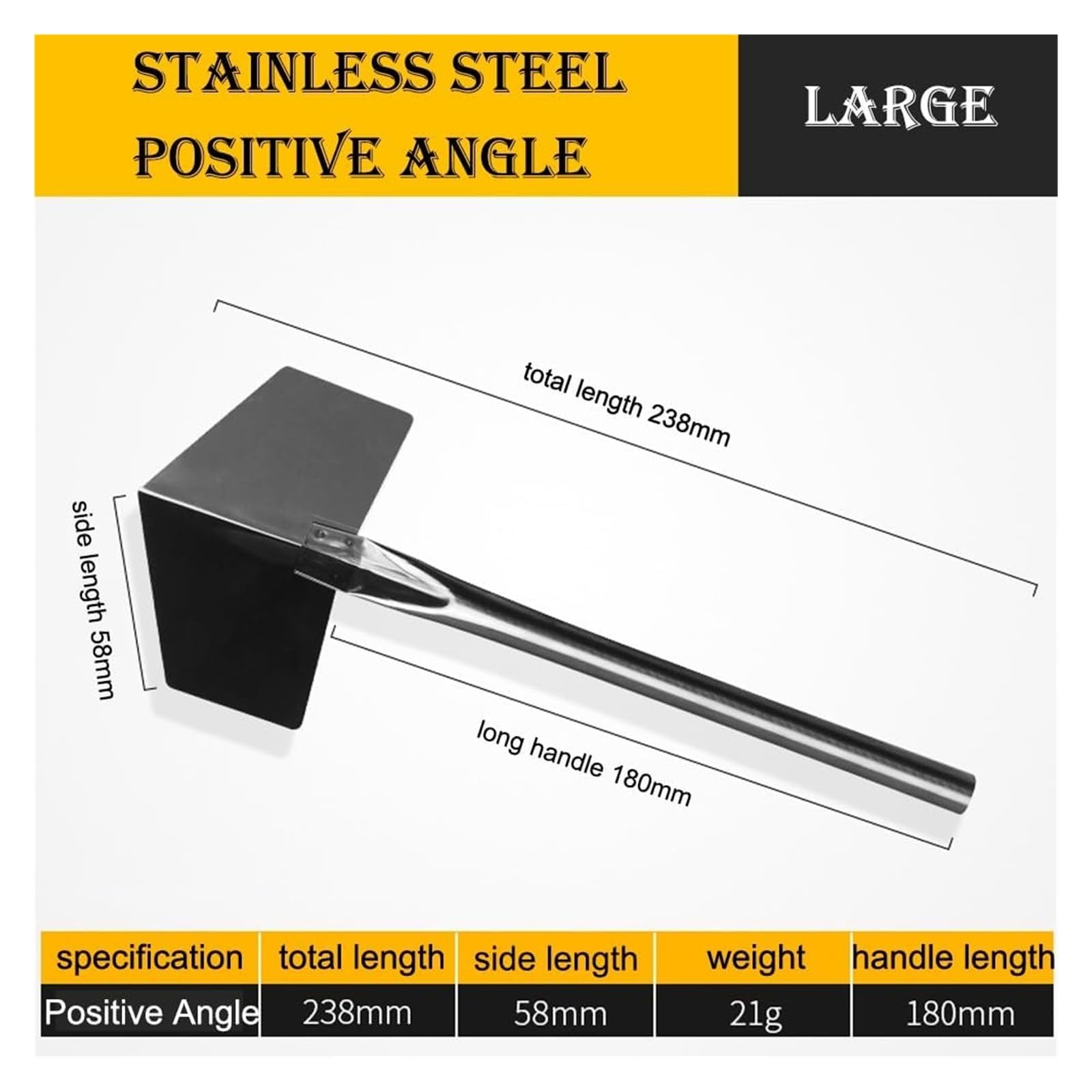 Cazzuola per cemento, Cazzuola angolare in acciaio inox for cartongesso, stucco for pareti, fango, strumenti for lisciatura di edifici interni ed esterni(Positive Angle,L)